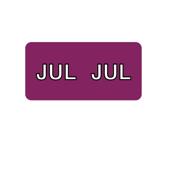 Label, Monthly Tab July 3/4" x 1-1/2" White w/Maroon & Black Reverse